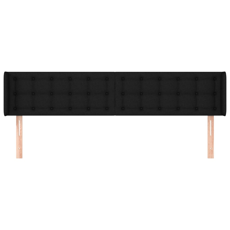 Kopfteil mit Ohren Schwarz 203x16x78/88 cm Stoff