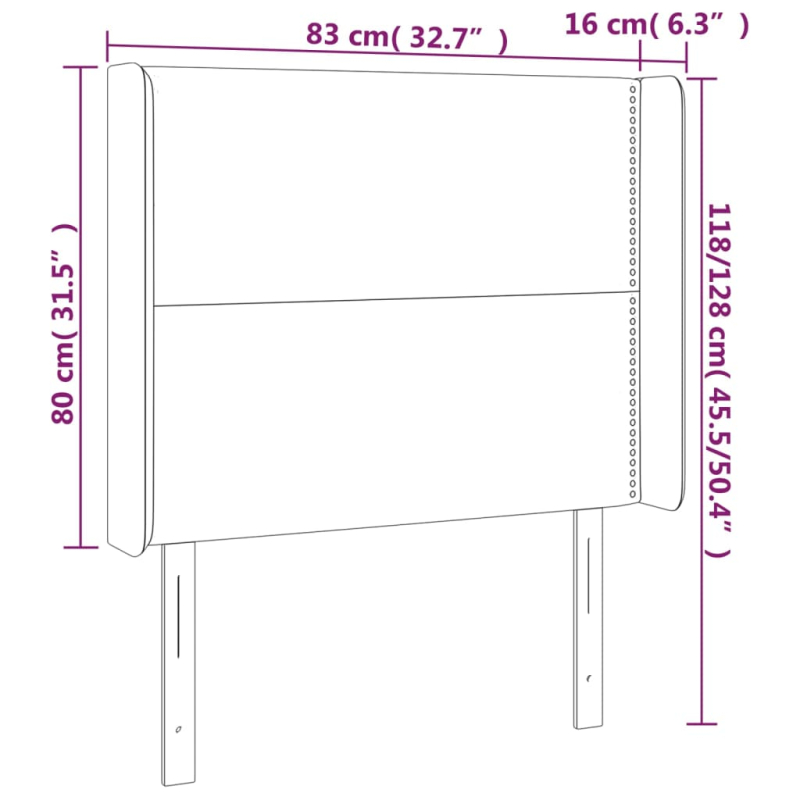 Kopfteil mit Ohren Schwarz 83x16x118/128 cm Samt