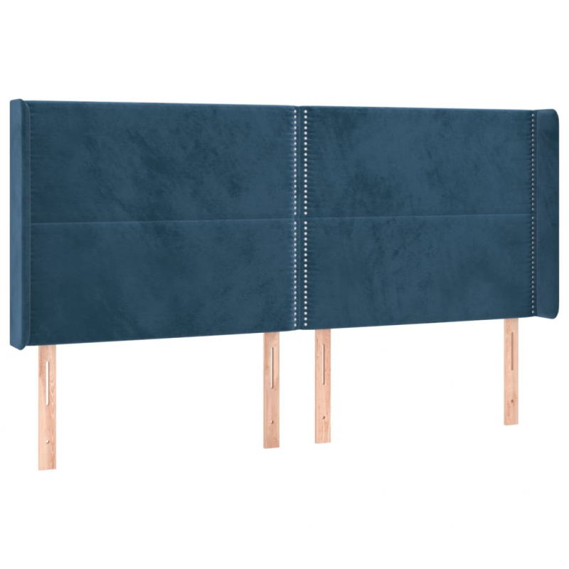 Kopfteil mit Ohren Dunkelblau 203x16x118/128 cm Samt