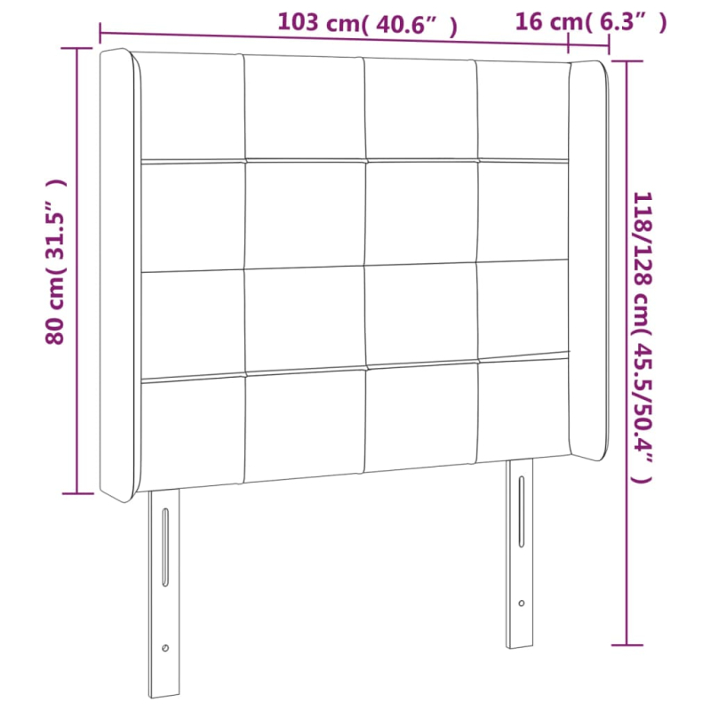 Kopfteil mit Ohren Creme 103x16x118/128 cm Stoff