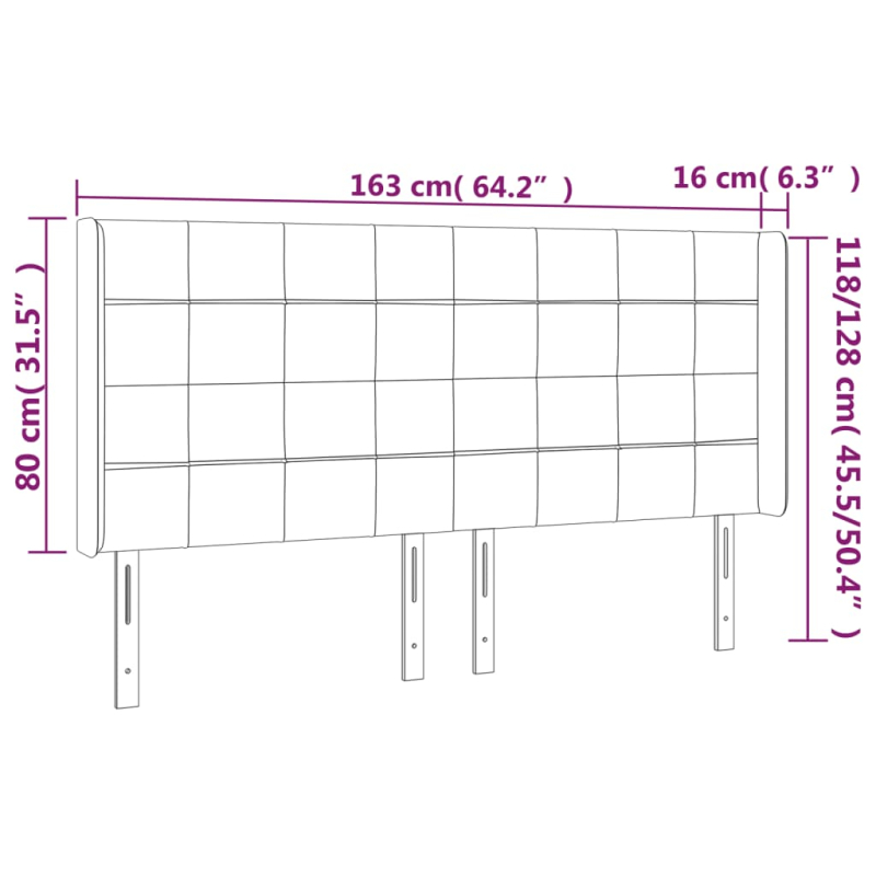 Kopfteil mit Ohren Dunkelgrau 163x16x118/128 cm Stoff