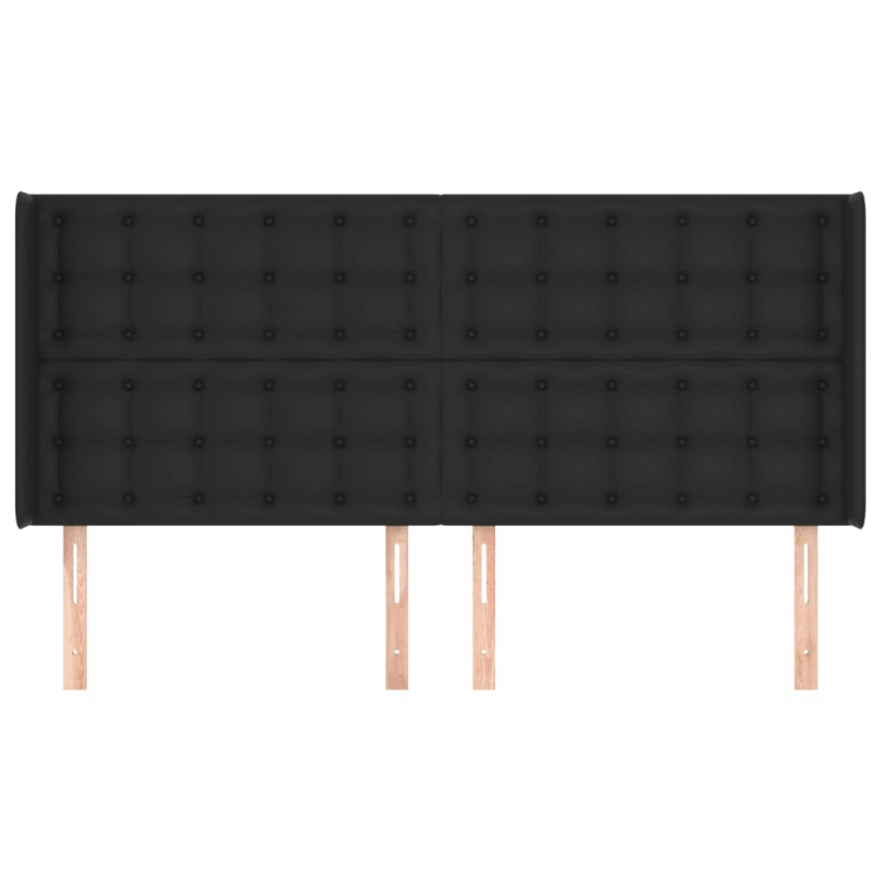 Kopfteil mit Ohren Schwarz 203x16x118/128 cm Kunstleder