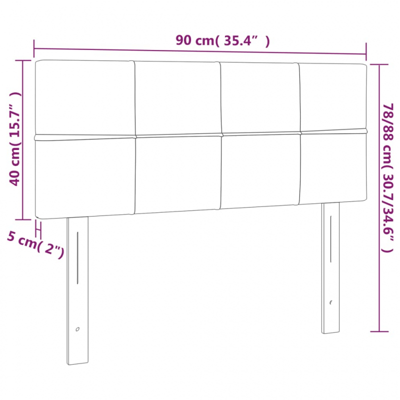 LED Kopfteil Taupe 90x5x78/88 cm Stoff