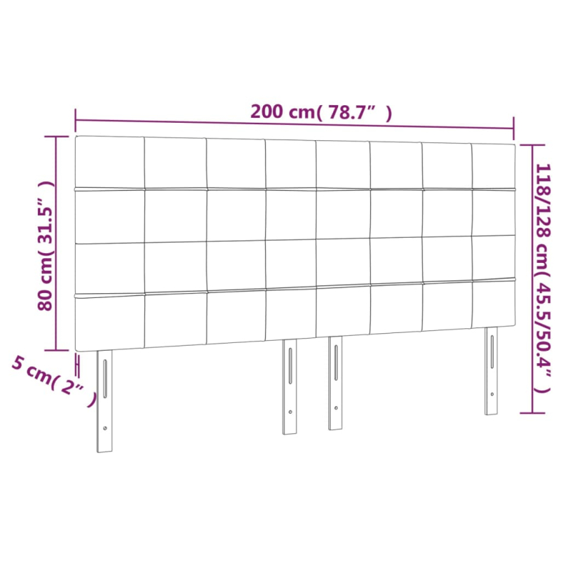 LED Kopfteil Dunkelbraun 200x5x118/128 cm Stoff