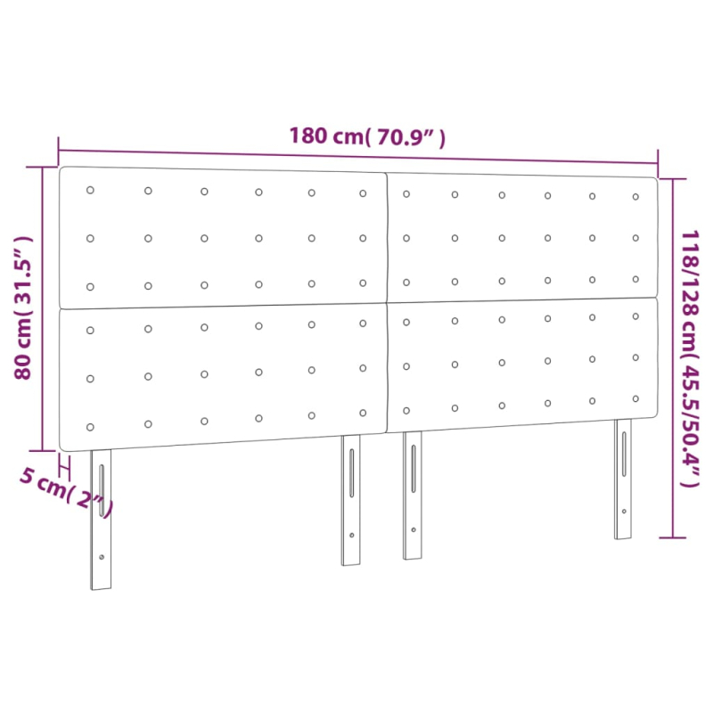 LED Kopfteil Dunkelgrün 180x5x118/128 cm Samt