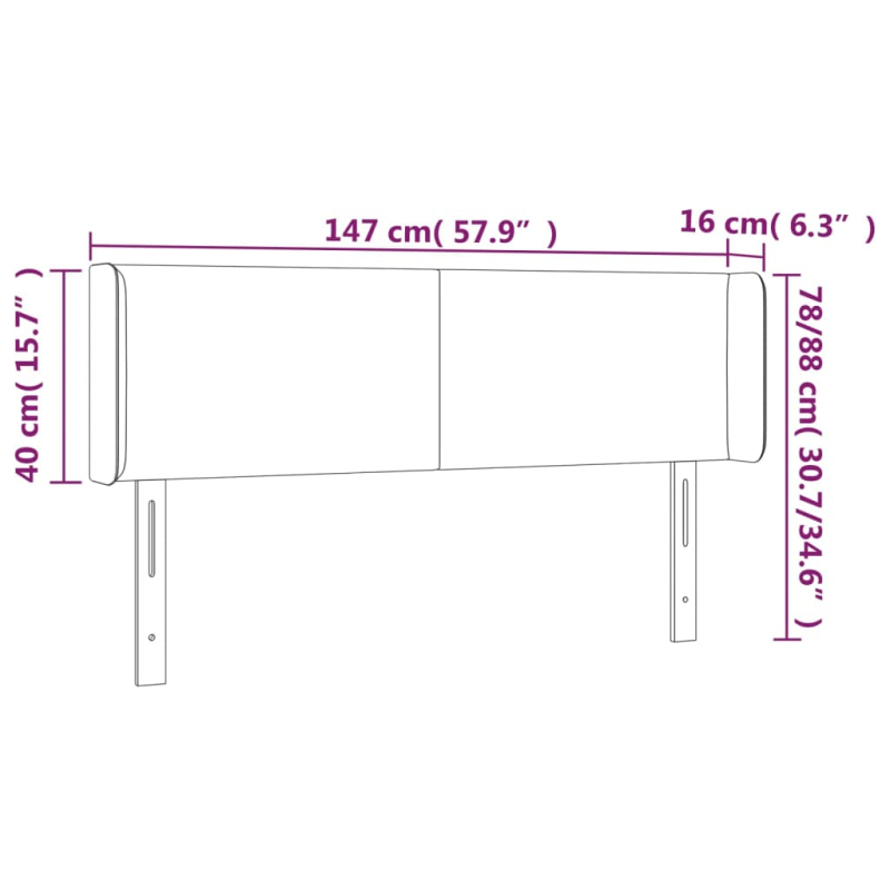 LED Kopfteil Blau 147x16x78/88 cm Stoff