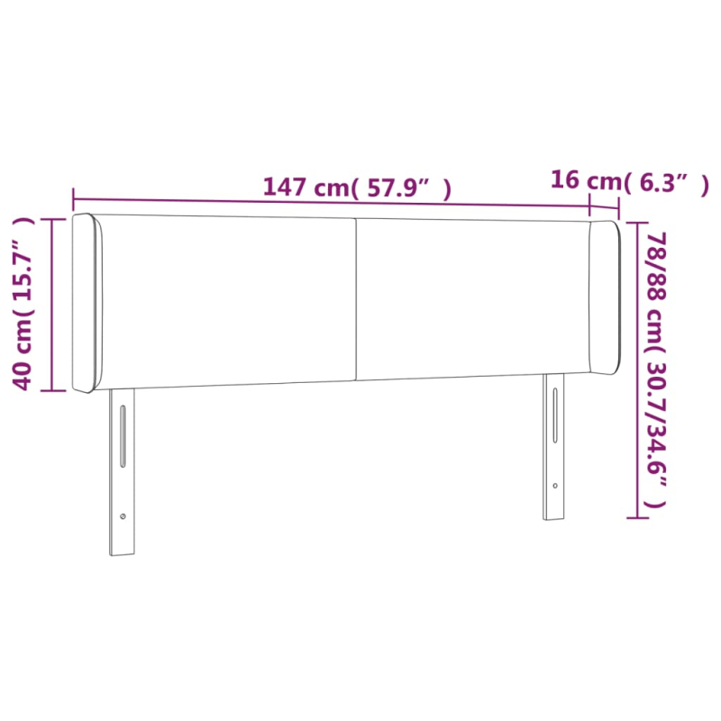 LED Kopfteil Cappuccino-Braun 147x16x78/88 cm Kunstleder