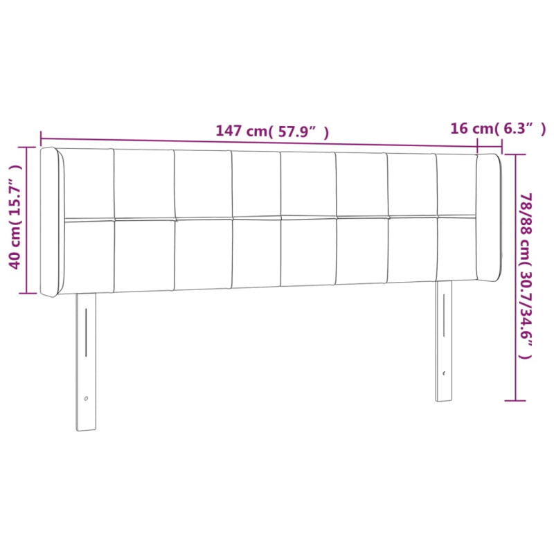 LED Kopfteil Hellgrau 147x16x78/88 cm Stoff