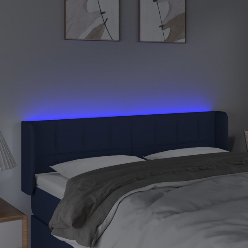 LED Kopfteil Blau 147x16x78/88 cm Stoff