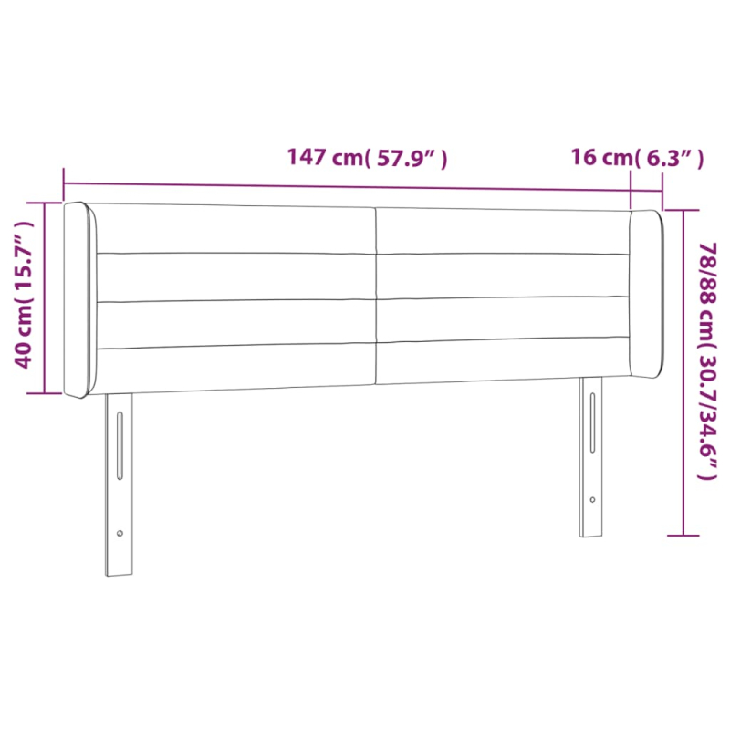 LED Kopfteil Dunkelbraun 147x16x78/88 cm Stoff