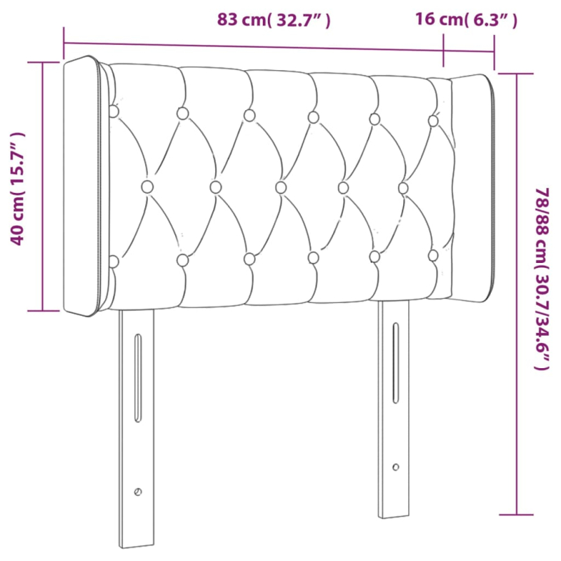 LED Kopfteil Dunkelbraun 83x16x78/88 cm Stoff