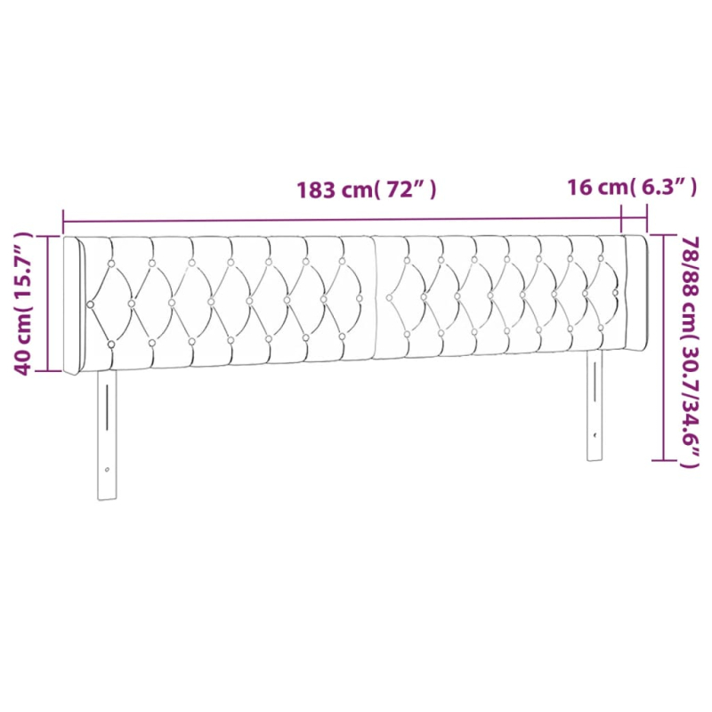 LED Kopfteil Creme 183x16x78/88 cm Stoff