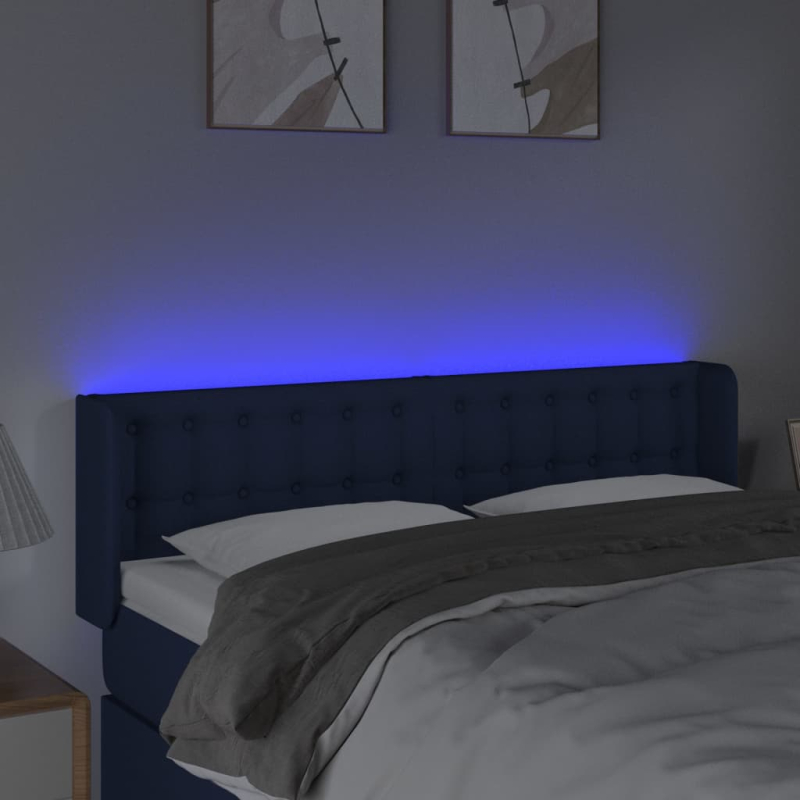 LED Kopfteil Blau 147x16x78/88 cm Stoff