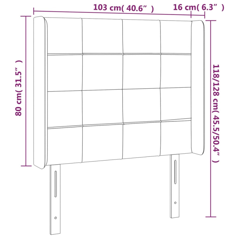 LED Kopfteil Creme 103x16x118/128 cm Stoff