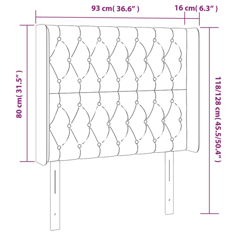 LED Kopfteil Schwarz 93x16x118/128 cm Samt