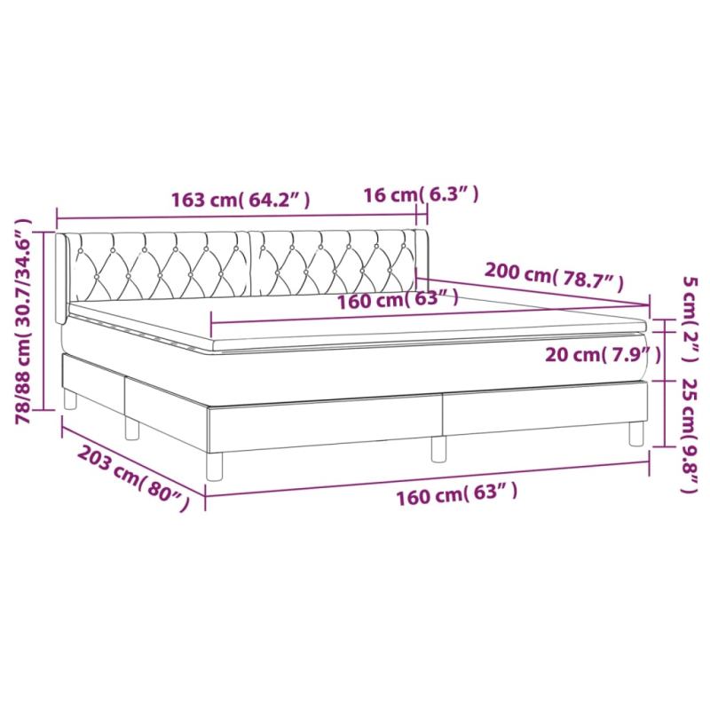 Boxspringbett mit Matratze Creme 160x200 cm Stoff