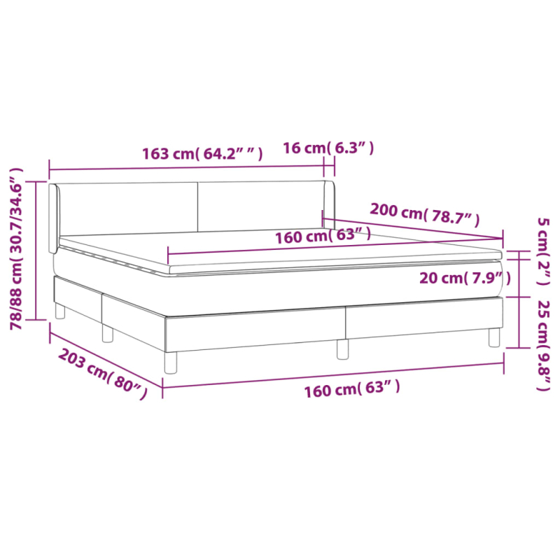 Boxspringbett mit Matratze Dunkelbraun 160x200 cm Stoff