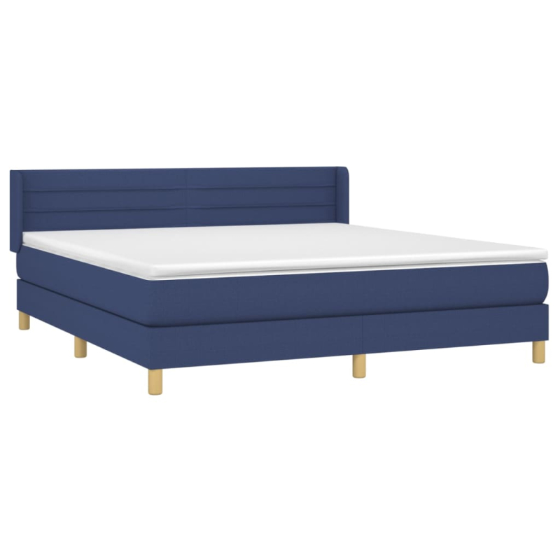 Boxspringbett mit Matratze Blau 160x200 cm Stoff