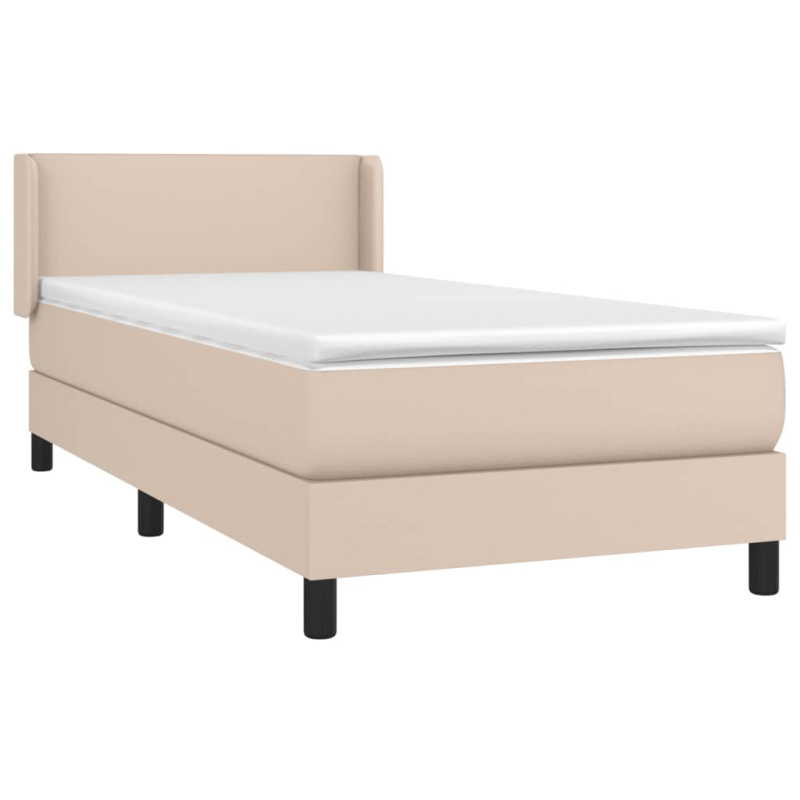 Boxspringbett mit Matratze Cappuccino-Braun 90x190cm Kunstleder