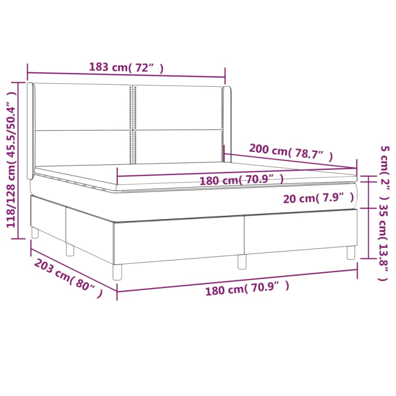 Boxspringbett mit Matratze Schwarz 180x200 cm Samt