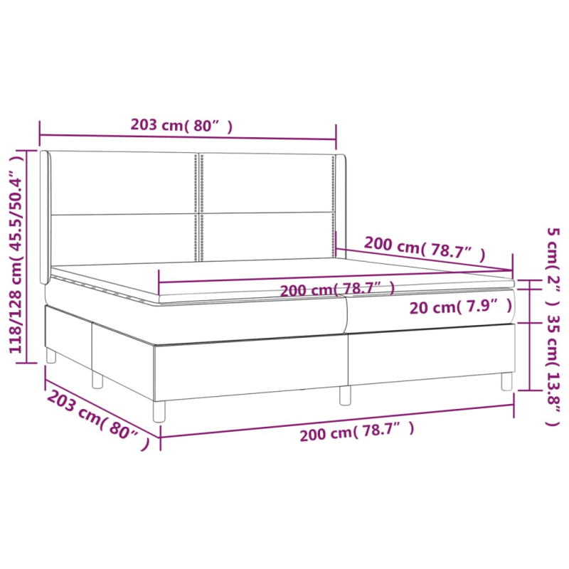 Boxspringbett mit Matratze Schwarz 200x200 cm Samt