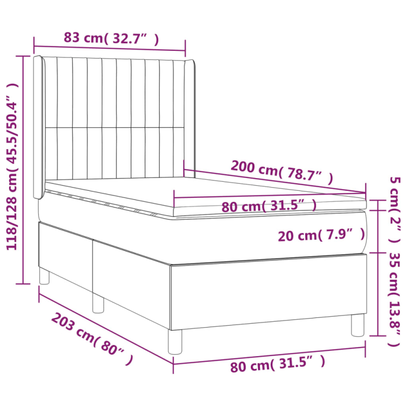 Boxspringbett mit Matratze Schwarz 80x200 cm Samt