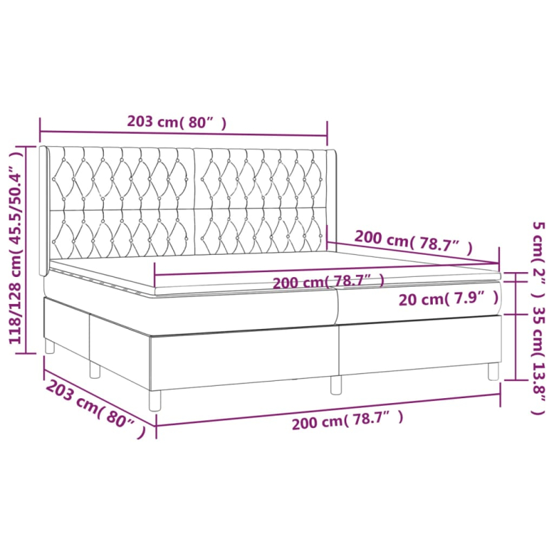 Boxspringbett mit Matratze Schwarz 200x200 cm Samt