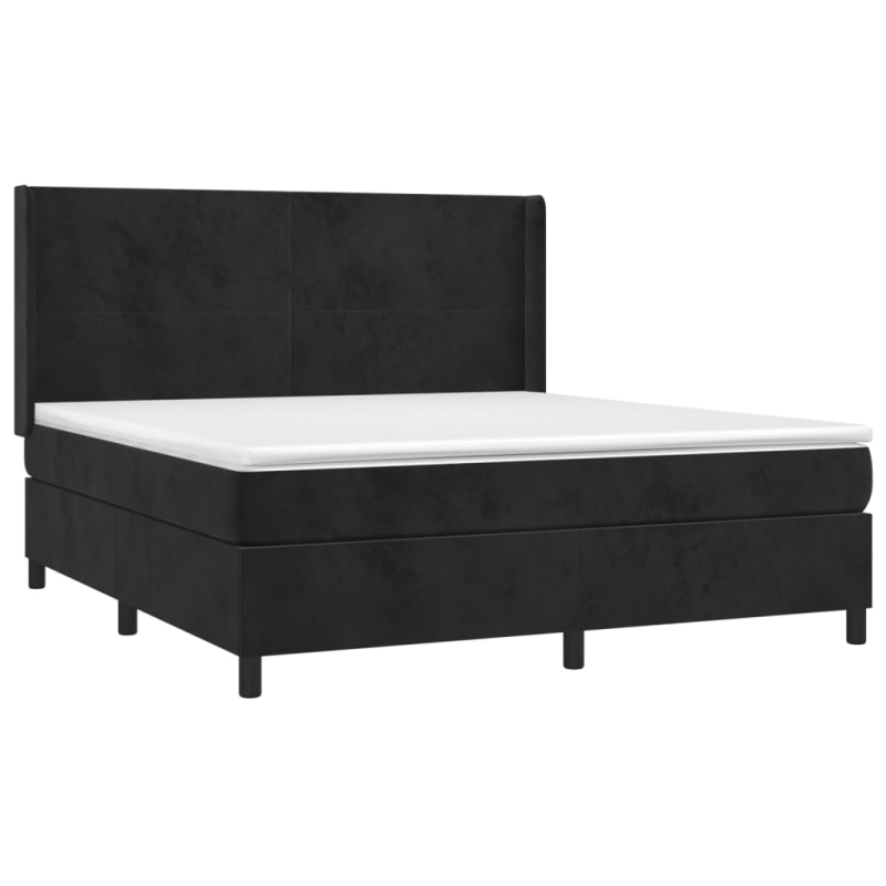 Boxspringbett mit Matratze & LED Schwarz 160x200 cm Samt