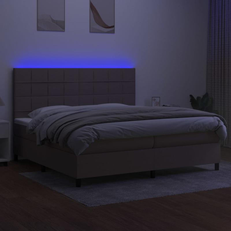 Boxspringbett mit Matratze & LED Taupe 200x200 cm Stoff