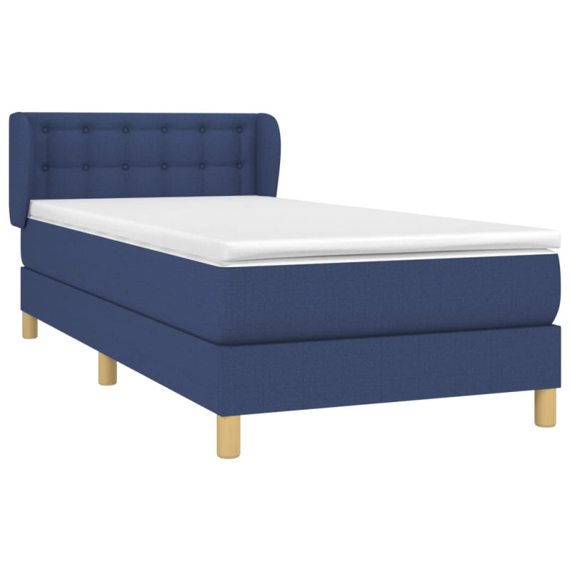 Boxspringbett mit Matratze Blau 90x190 cm Stoff