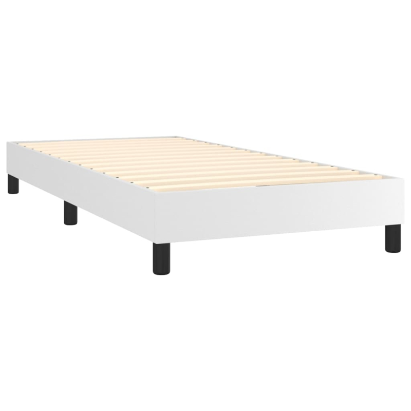 Boxspringbett mit Matratze Weiß 80x200 cm Kunstleder