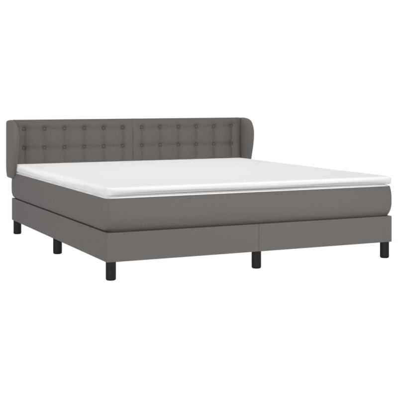 Boxspringbett mit Matratze Grau 180x200 cm Kunstleder