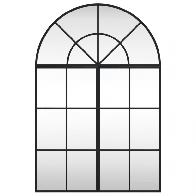 Wandspiegel Schwarz 60x90 cm Gewölbt Eisen