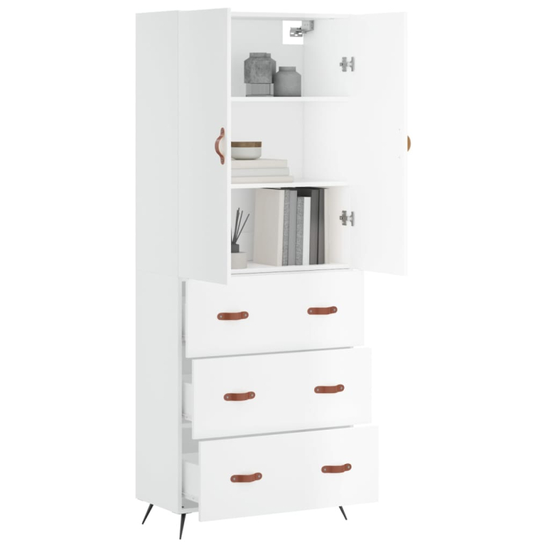 Highboard Weiß 69,5x34x180 cm Holzwerkstoff