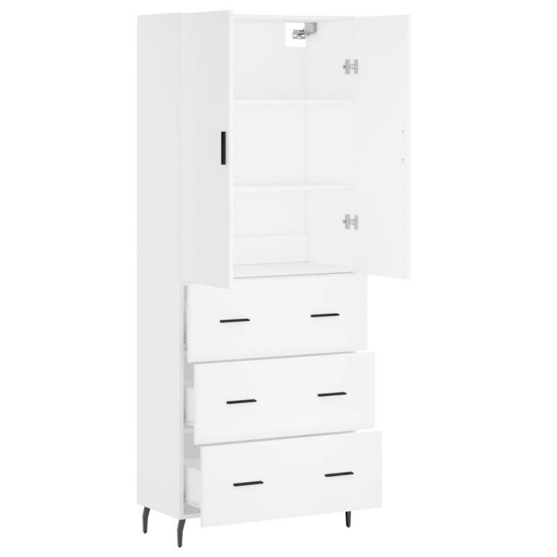 Highboard Weiß 69,5x34x180 cm Holzwerkstoff