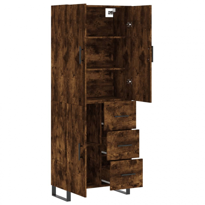 Highboard Räuchereiche 69,5x34x180 cm Holzwerkstoff