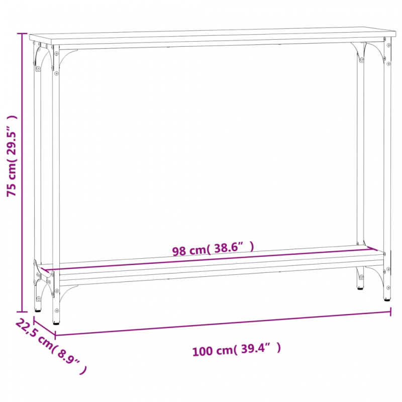 Konsolentisch Grau Sonoma 100x22,5x75 cm Holzwerkstoff