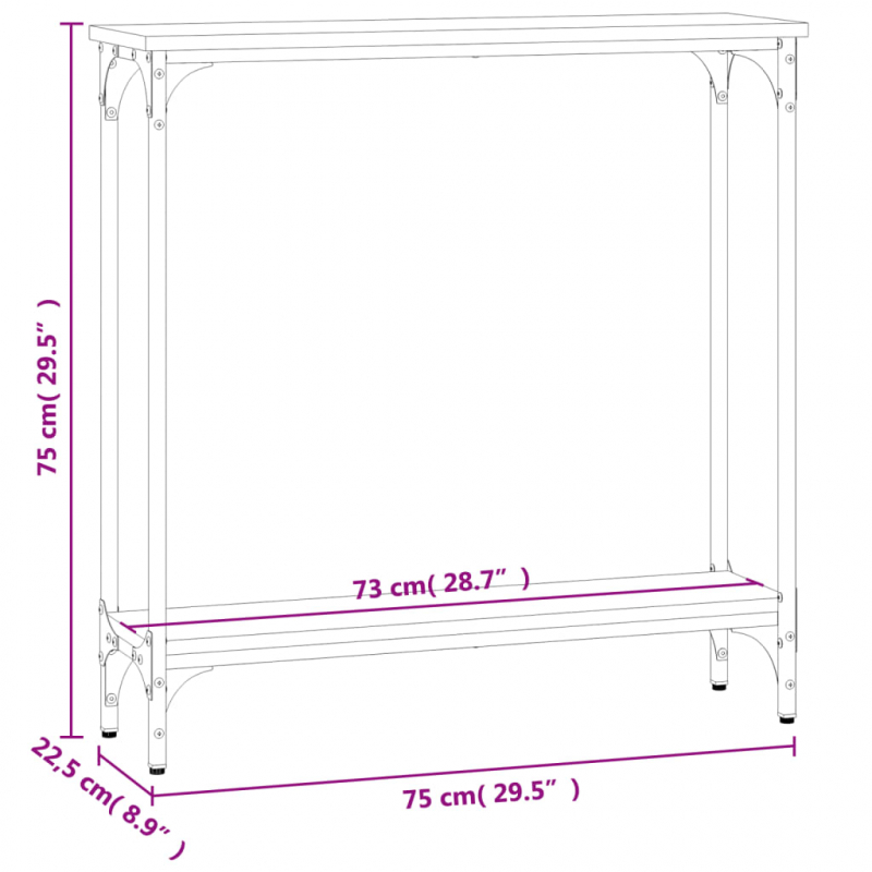 Konsolentisch Grau Sonoma 75x22,5x75 cm Holzwerkstoff