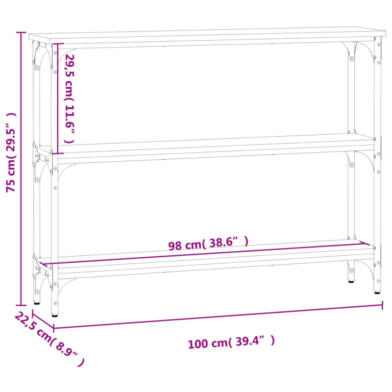 Konsolentisch Braun Eichen-Optik 100x22,5x75 cm Holzwerkstoff