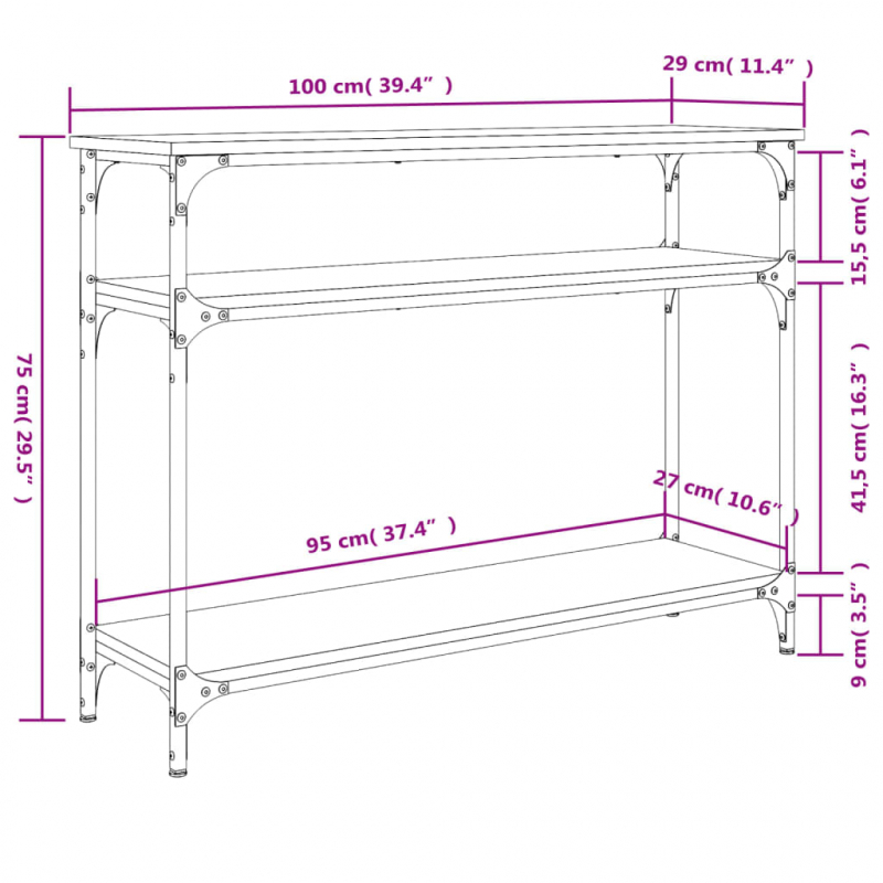 Konsolentisch Braun Eichen-Optik 100x29x75 cm Holzwerkstoff