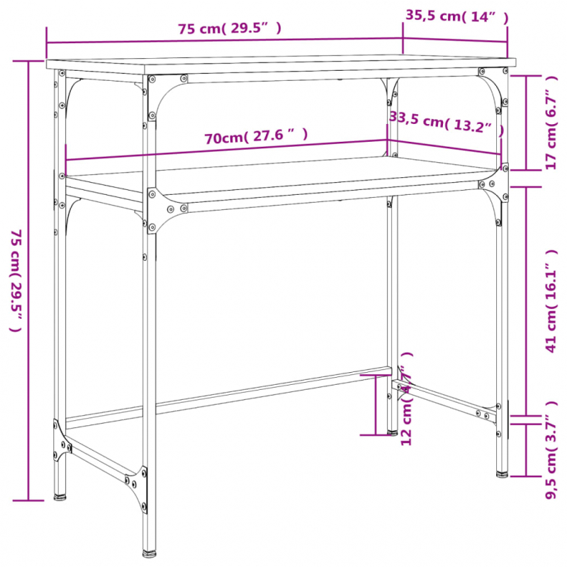 Konsolentisch Schwarz 75x35,5x75 cm Holzwerkstoff