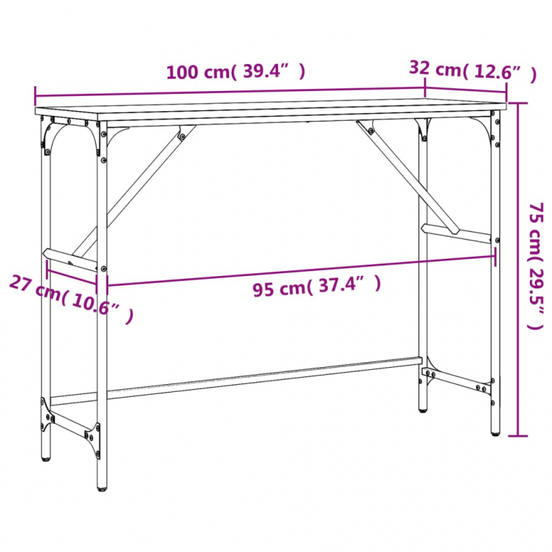 Konsolentisch Braun Eichen-Optik 100x32x75 cm Holzwerkstoff