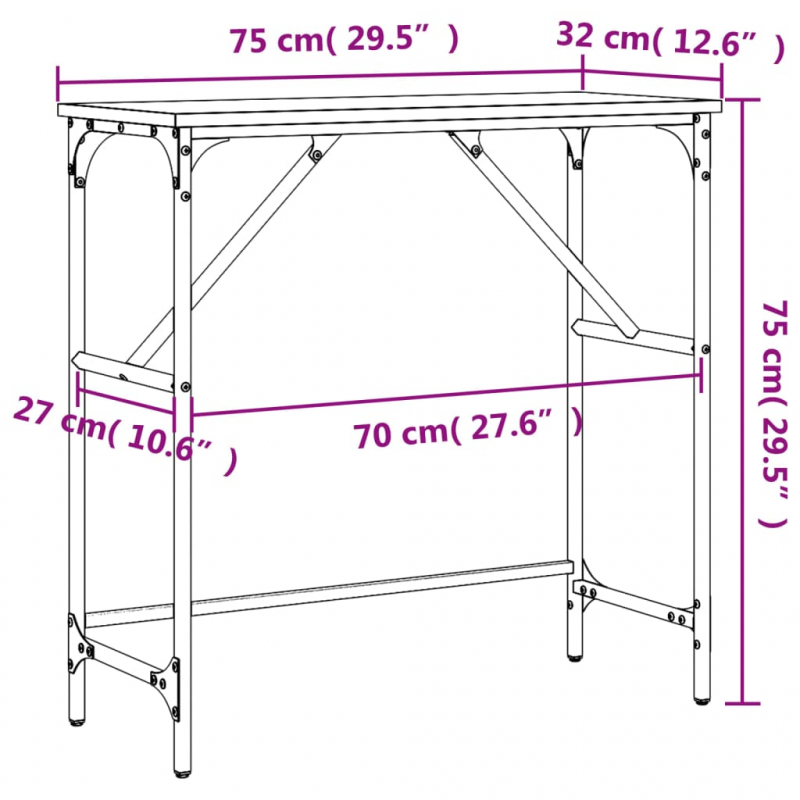 Konsolentisch Sonoma-Eiche 75x32x75 cm Holzwerkstoff