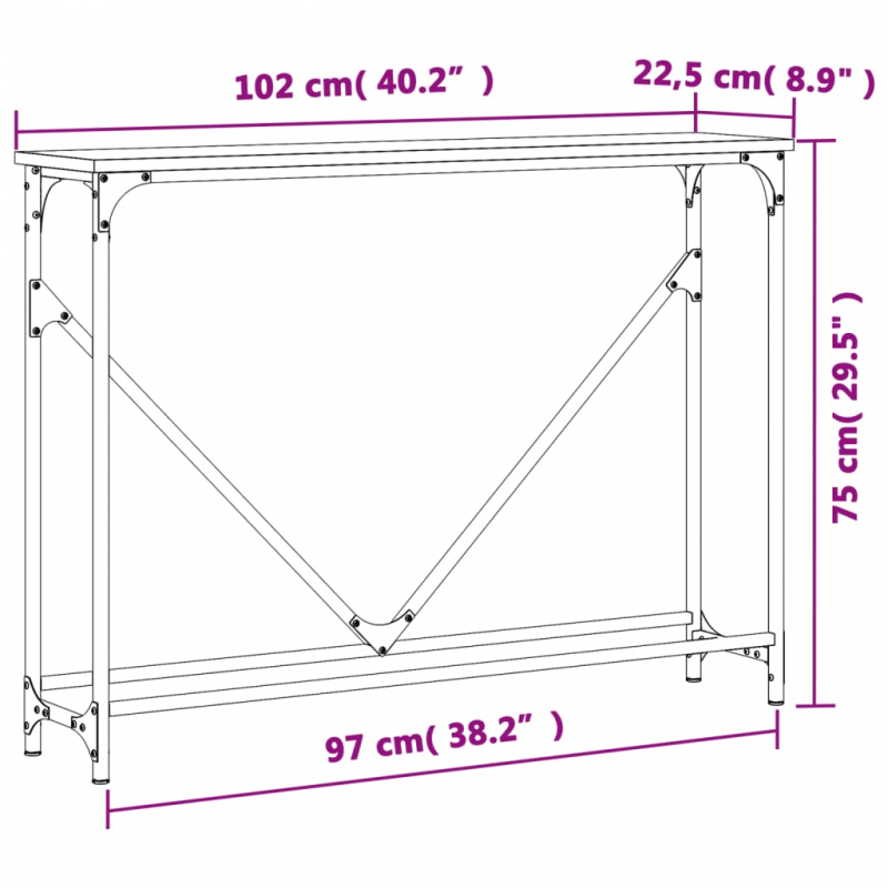 Konsolentisch Räuchereiche 102x22,5x75 cm Holzwerkstoff