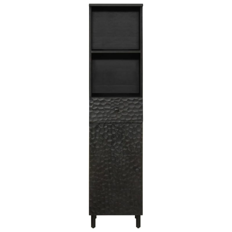 Badschrank Schwarz 38x33x160 cm Massivholz Mango