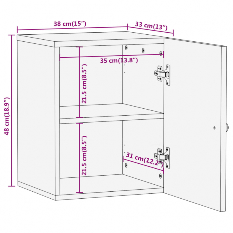 Bad-Wandschrank 38x33x48 cm Massivholz Mango