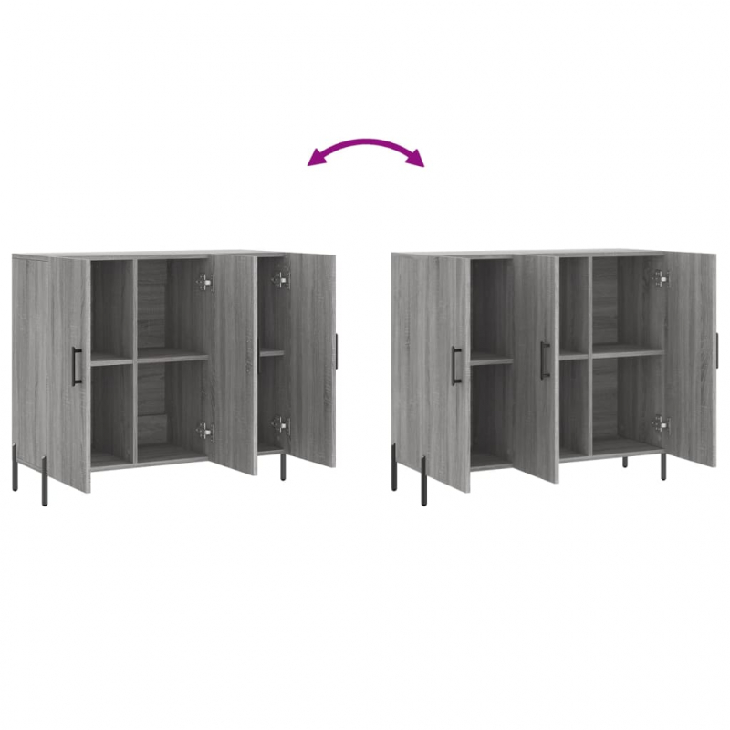 Sideboard Grau Sonoma 90x34x80 cm Holzwerkstoff