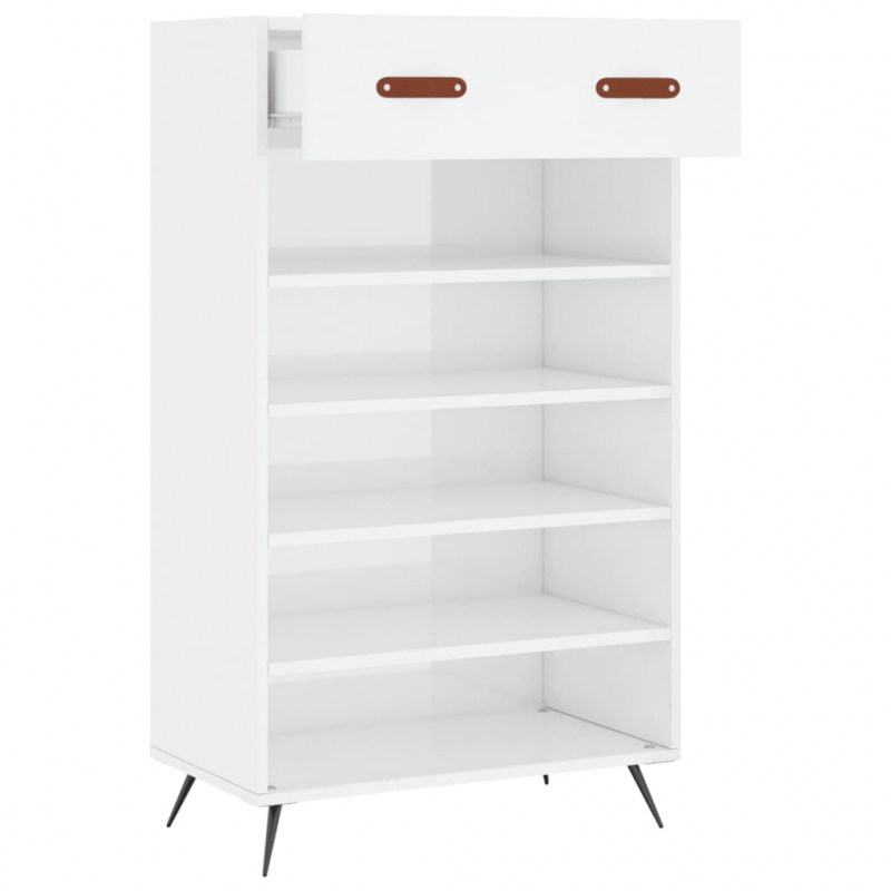 Schuhschrank Hochglanz-Weiß 60x35x105 cm Holzwerkstoff