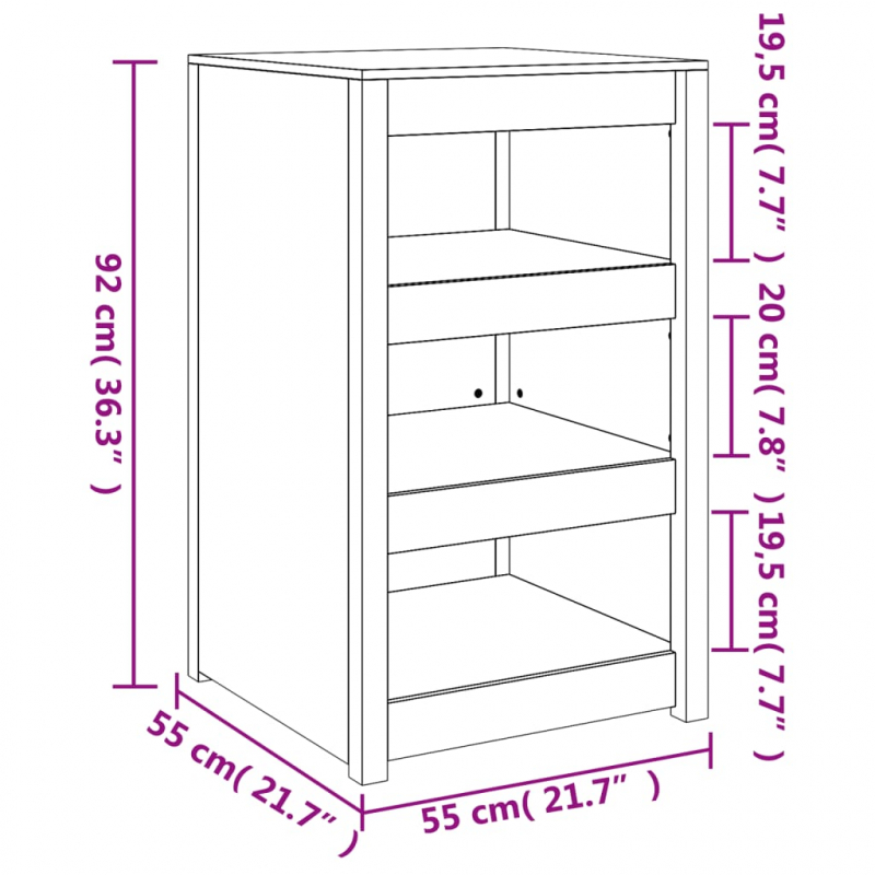 Outdoor-Küchenschrank 55x55x92 cm Massivholz Douglasie