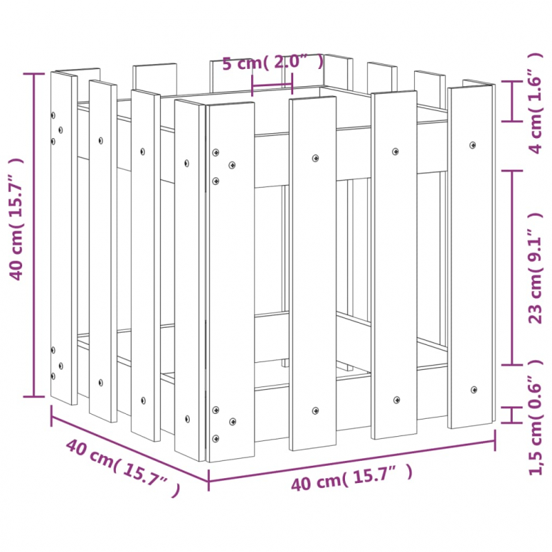 Pflanzkübel Latten-Design 40x40x40 cm Kiefernholz Imprägniert